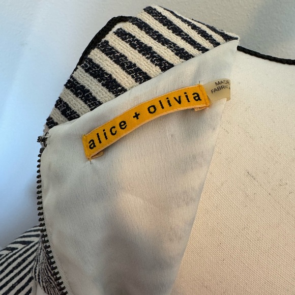 Alice + Olivia Eli Striped Cutout Boatneck Dress - Picture 2 of 6